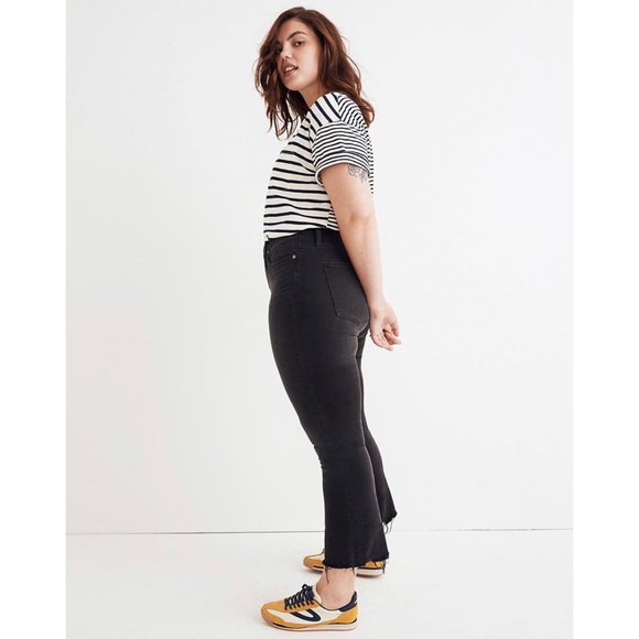 🌸 Madewell Cali Demi-Boot Chewed Hem High Rise Stretch Jeans Washed Black - Picture 3 of 8